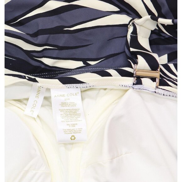 Anne Cole Womens Plus Size Palm Chic Underwire Tankini Top Black / White 20W - Picture 3 of 6